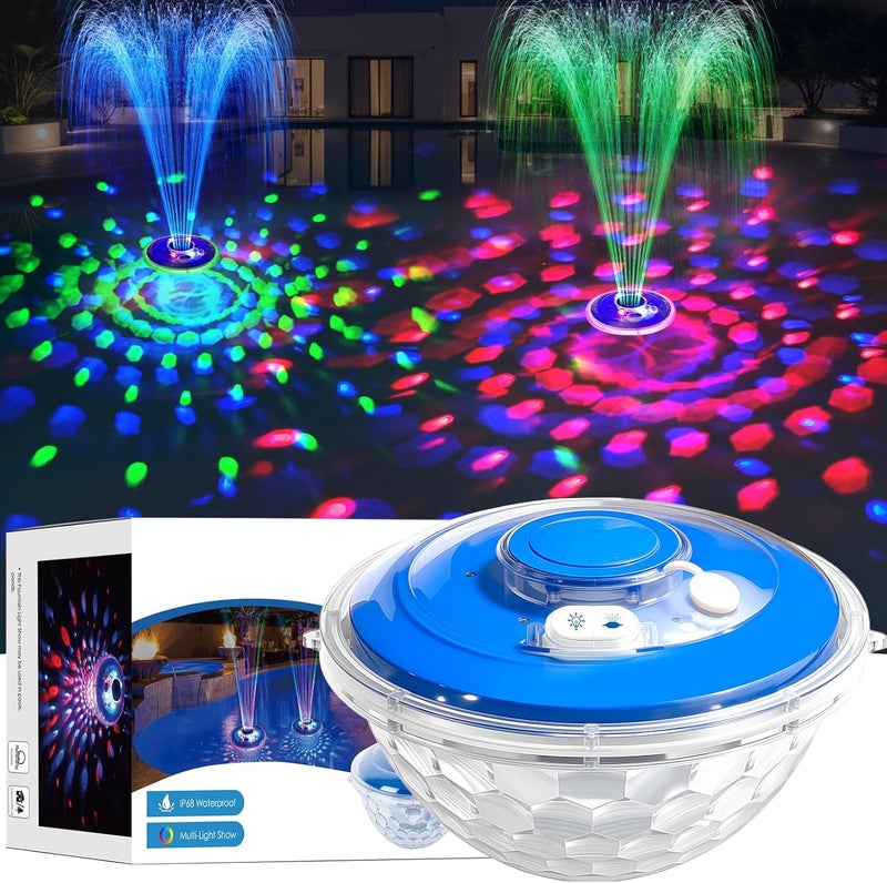 ChlorStar Upgraded Pool Fountain, Floating Pool Fountain with Lights, Above Ground Pool Water Fountains with Anchor, Swimming Pool Fountains for Inground Pool-1PC - Image 1